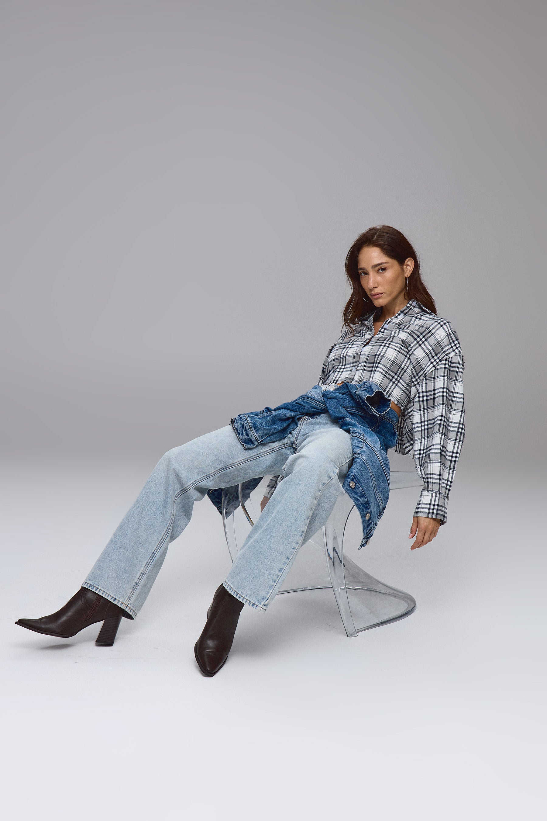 חולצת משבצות קרופ ניו