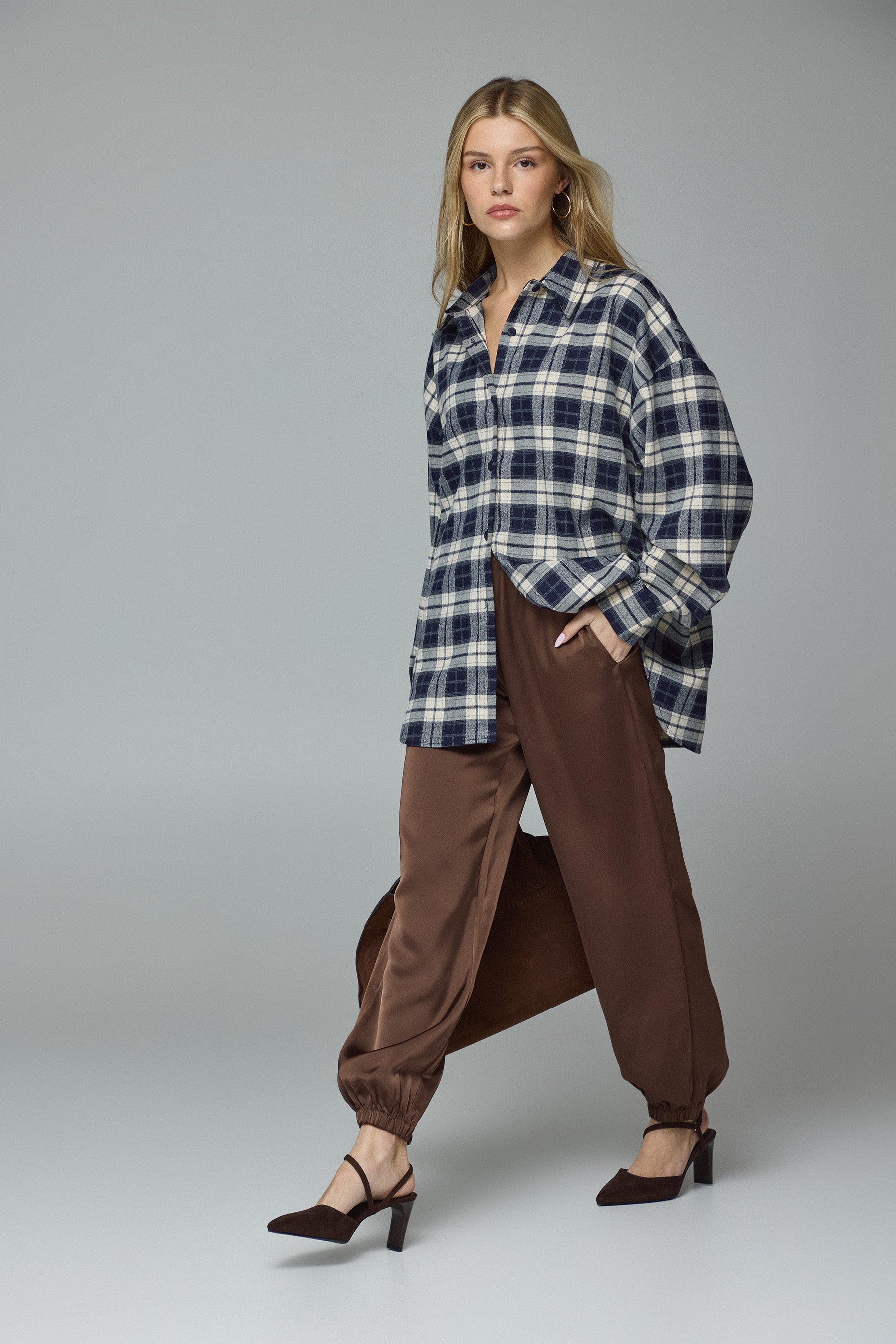 חולצת משבצות אוברסייז