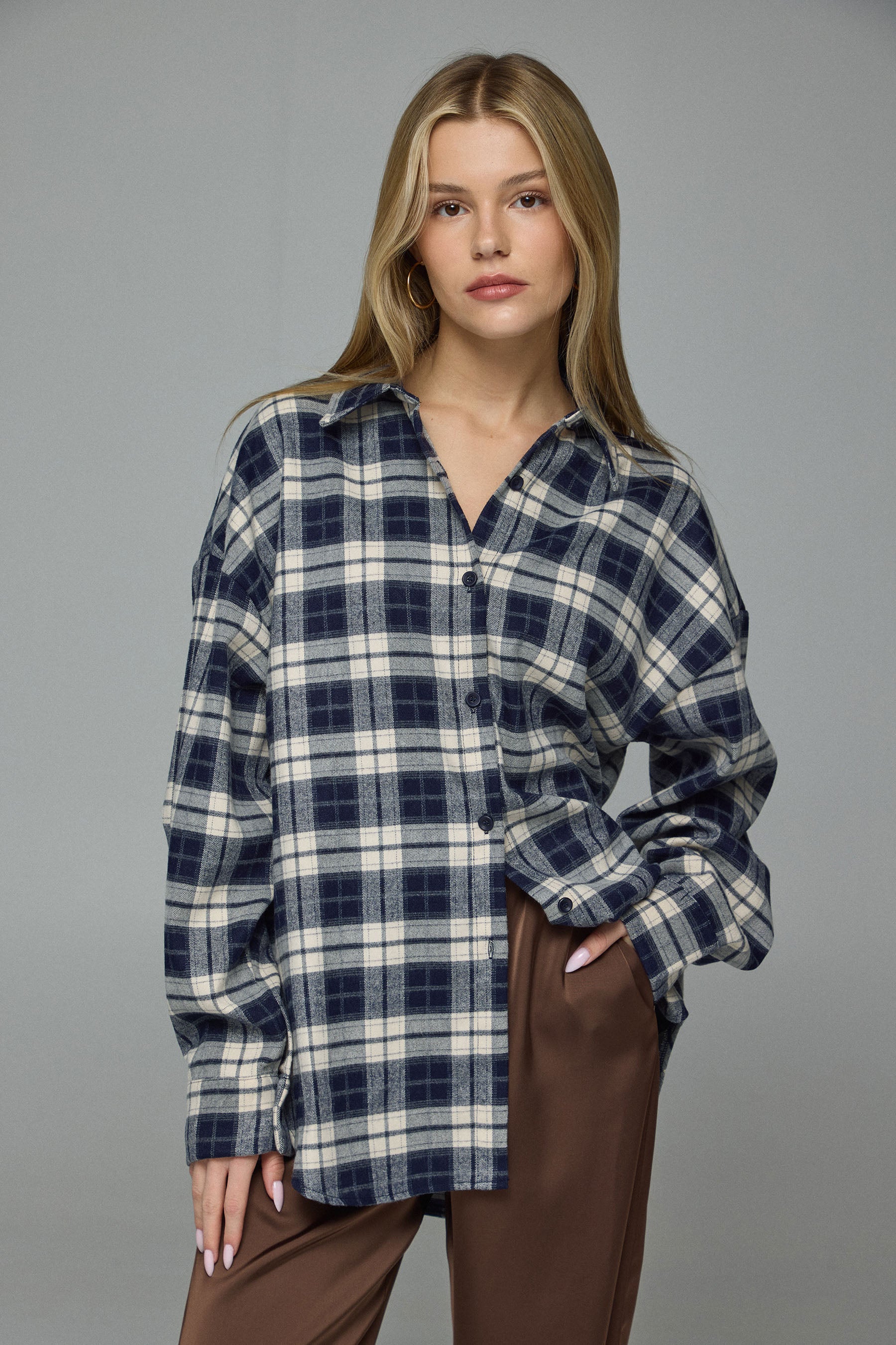 חולצת משבצות אוברסייז