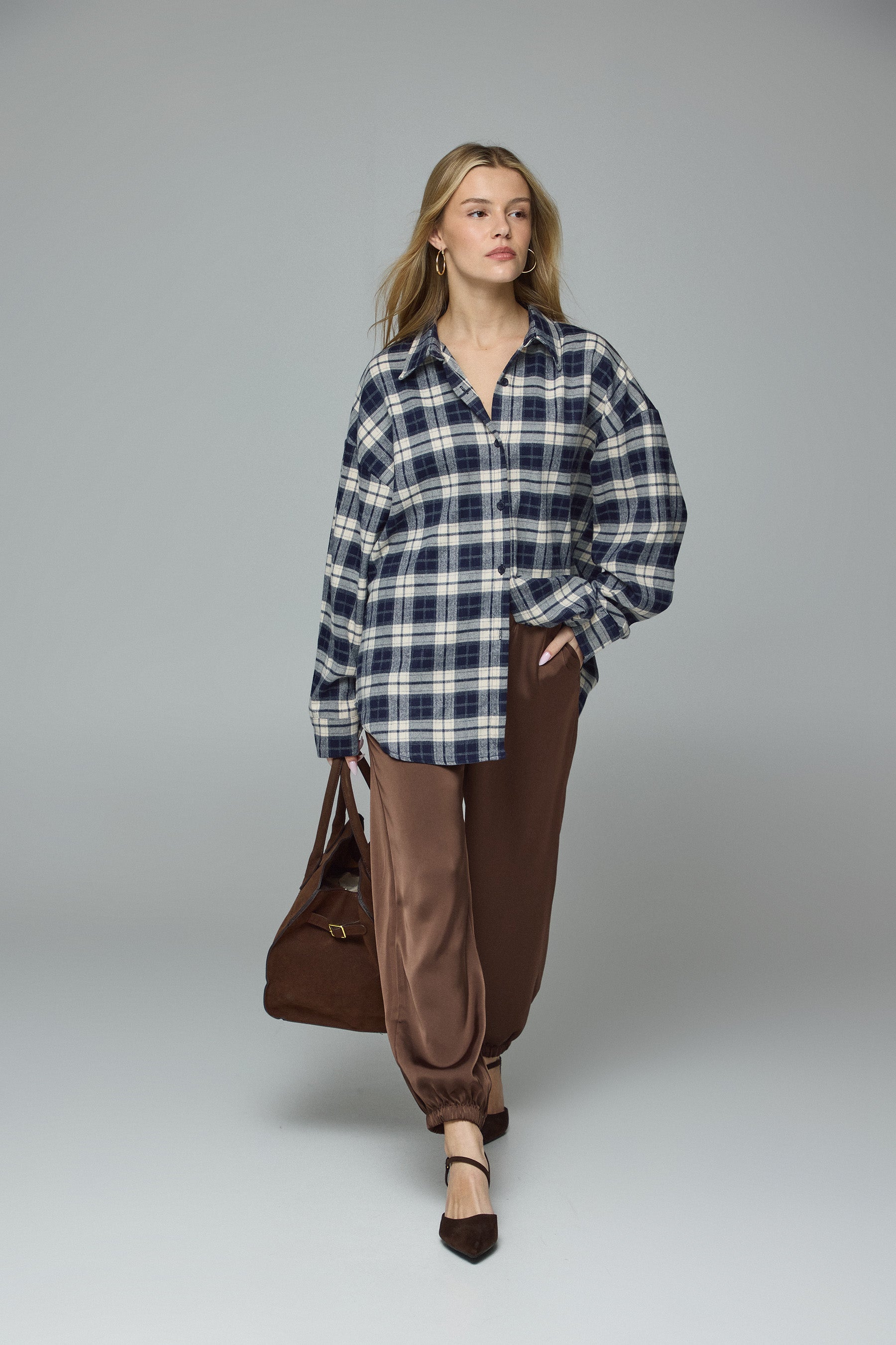 חולצת משבצות אוברסייז