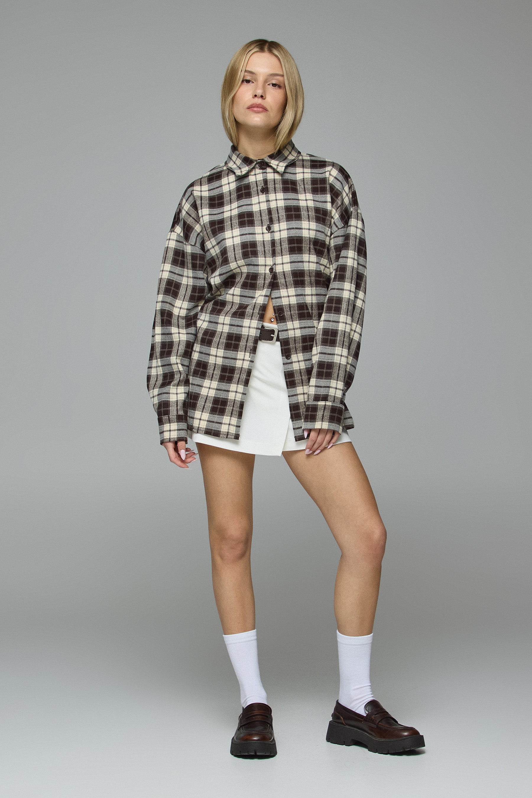 חולצת משבצות אוברסייז