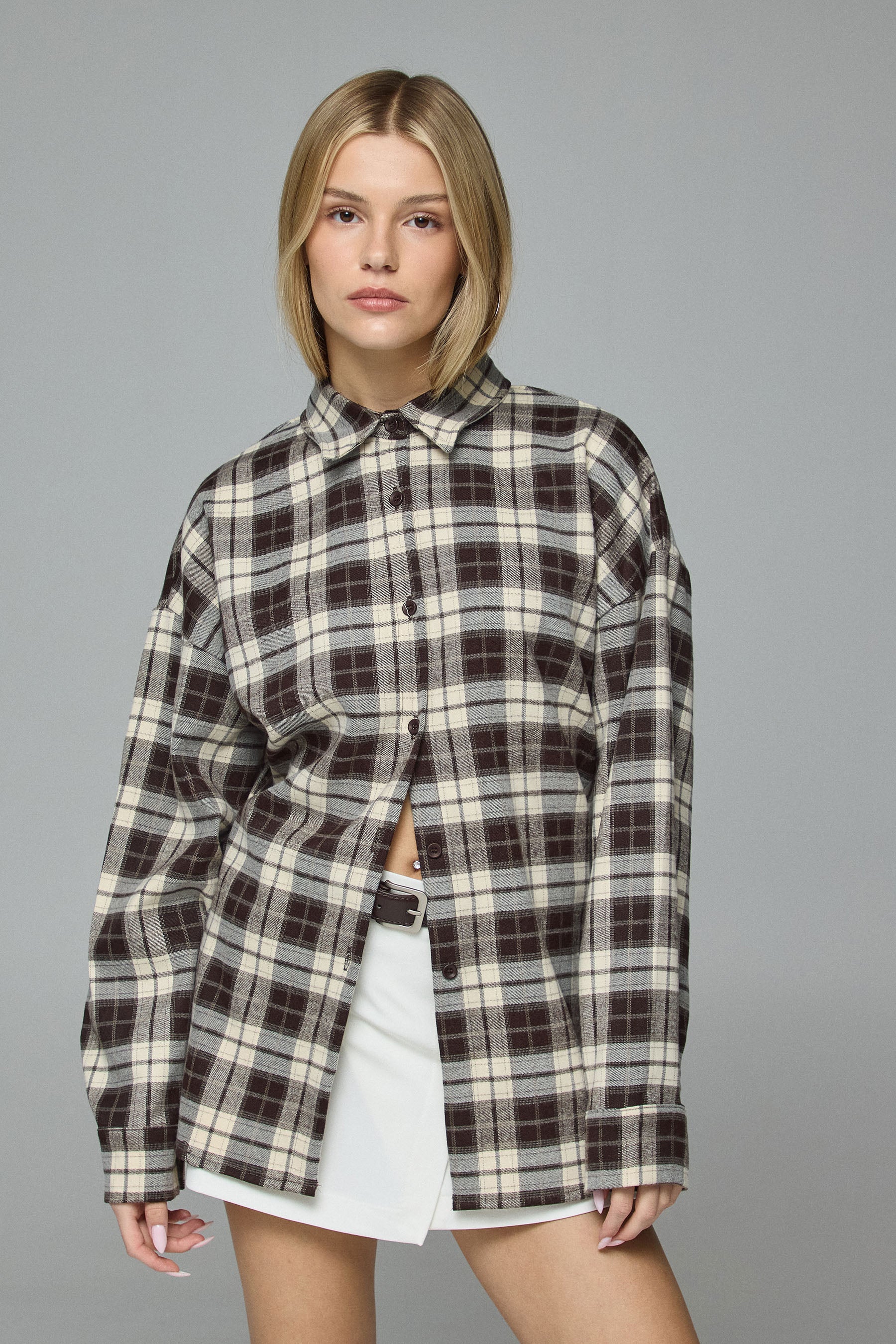 חולצת משבצות אוברסייז