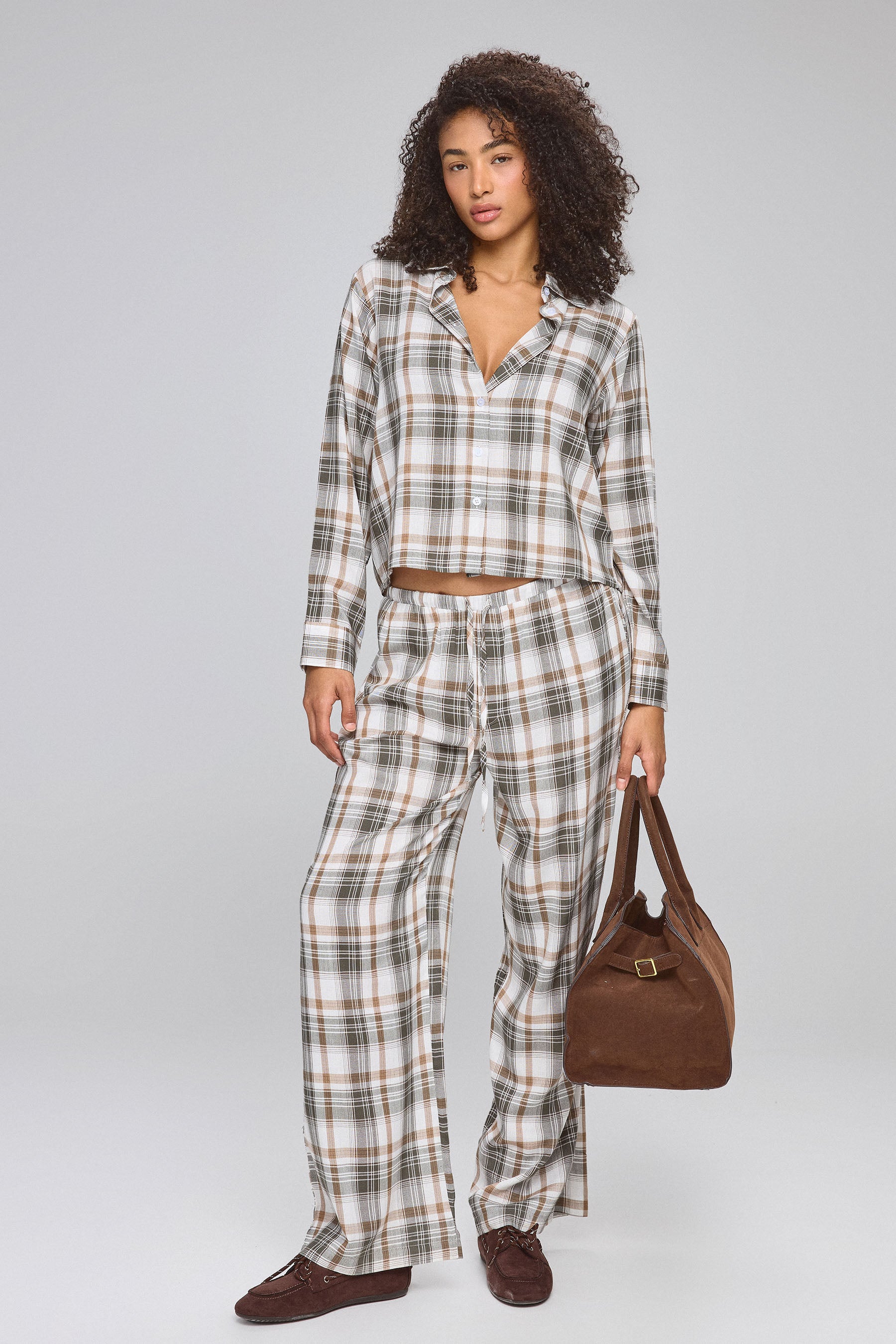 מכנס ארוך סט שיבוץ זית