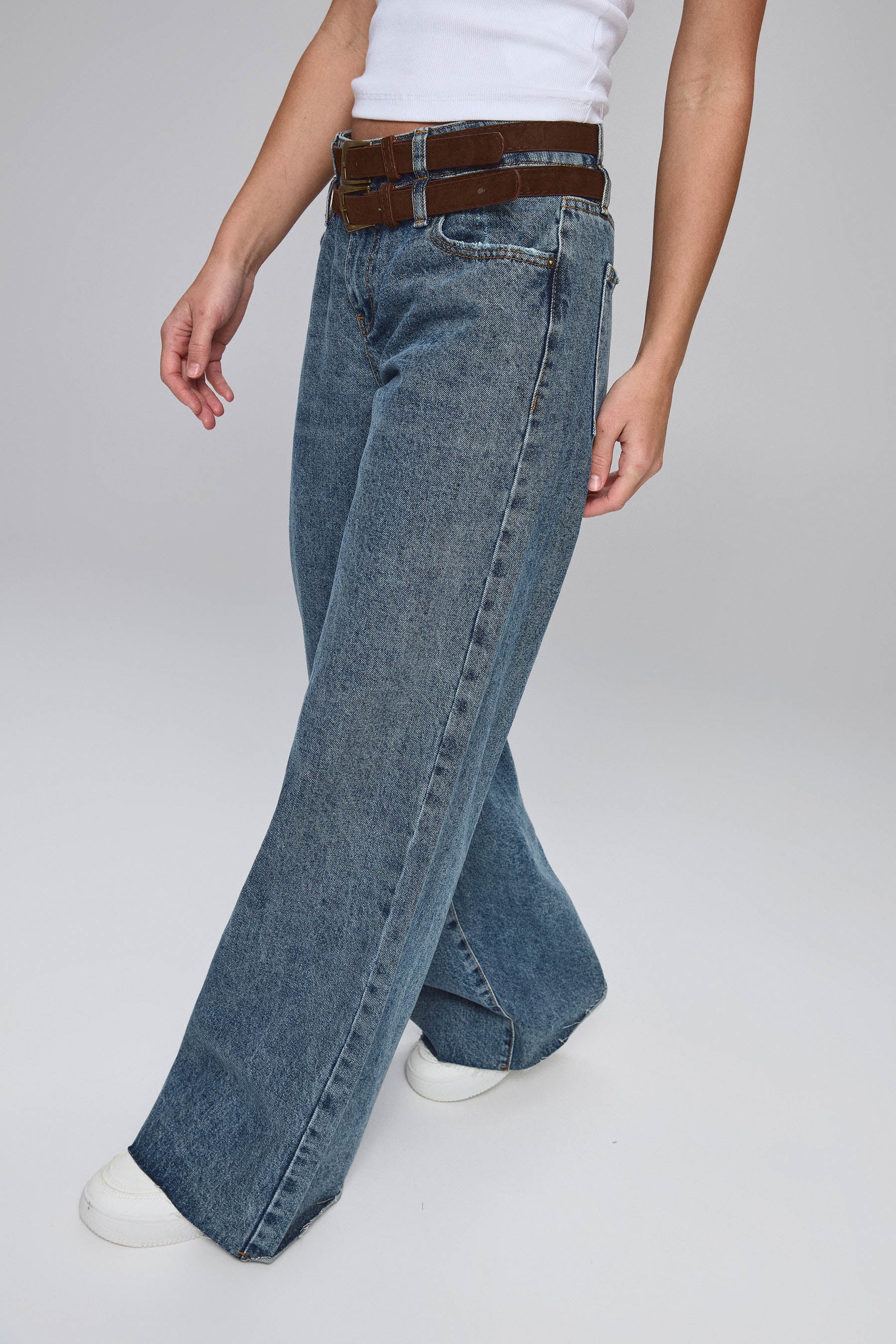 ג'ינס חגורה כפולה נייבי