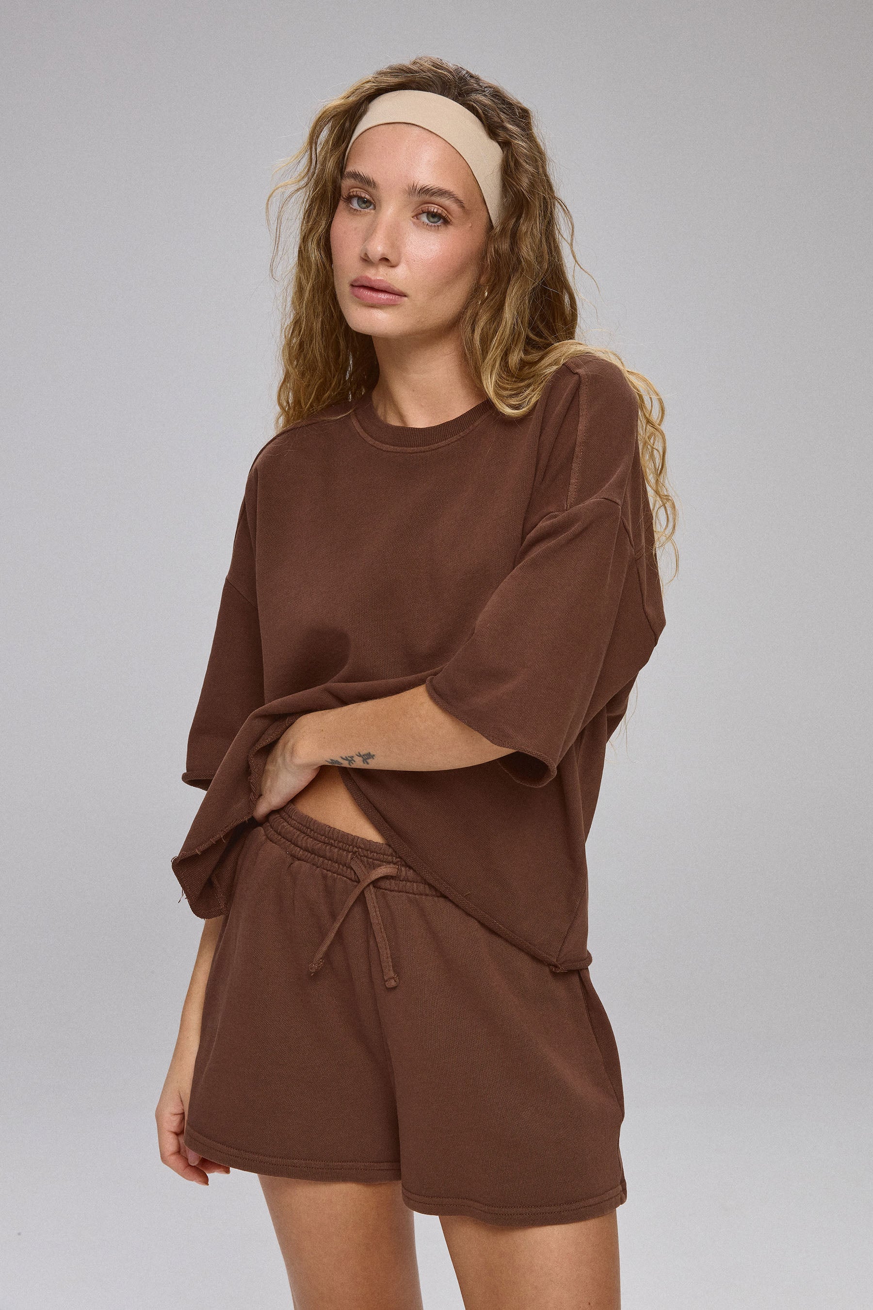 חולצה פרנצ' טרי שטופה חתכים סט