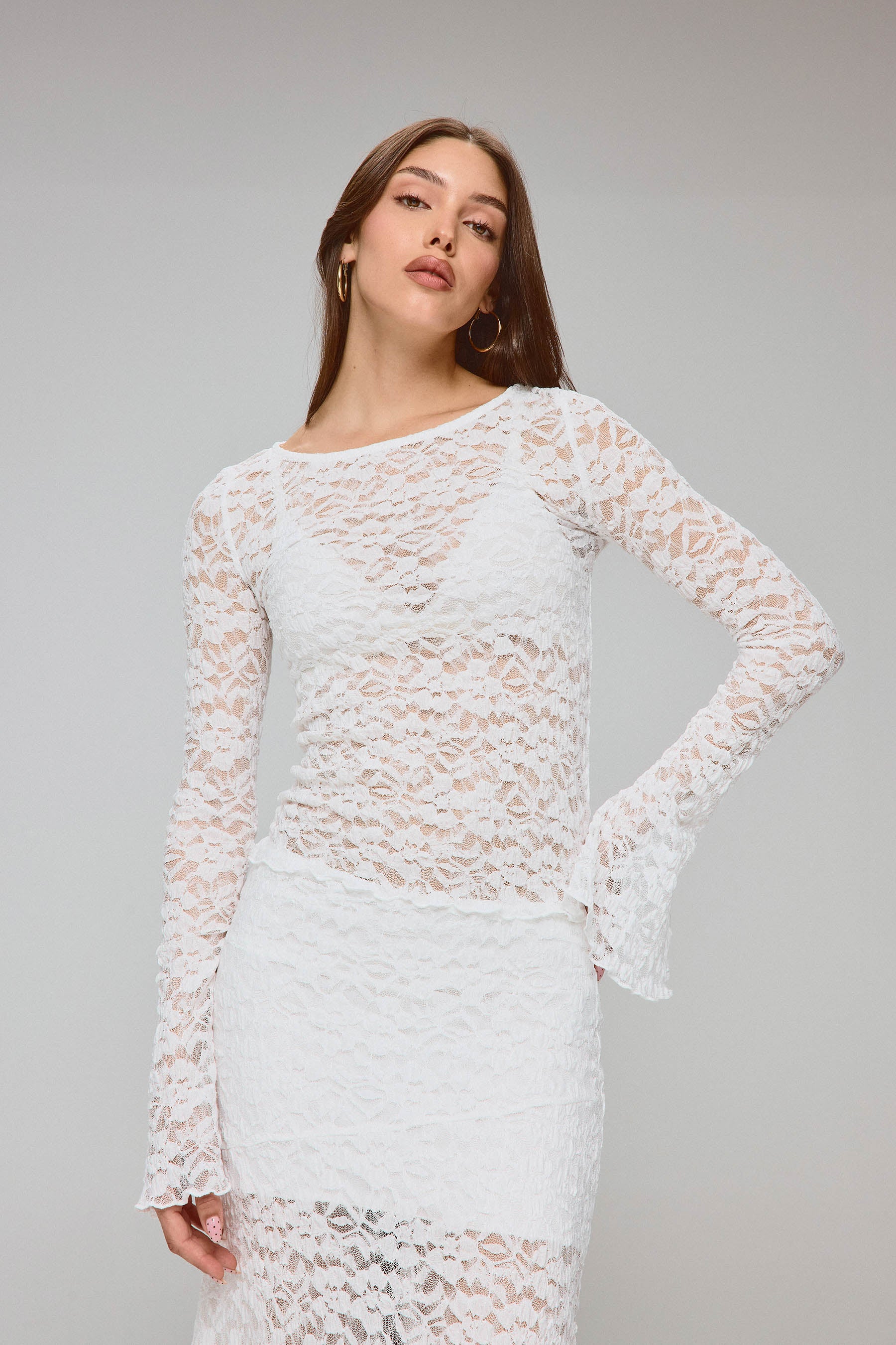 חולצת צווארון סט תחרה קלואי