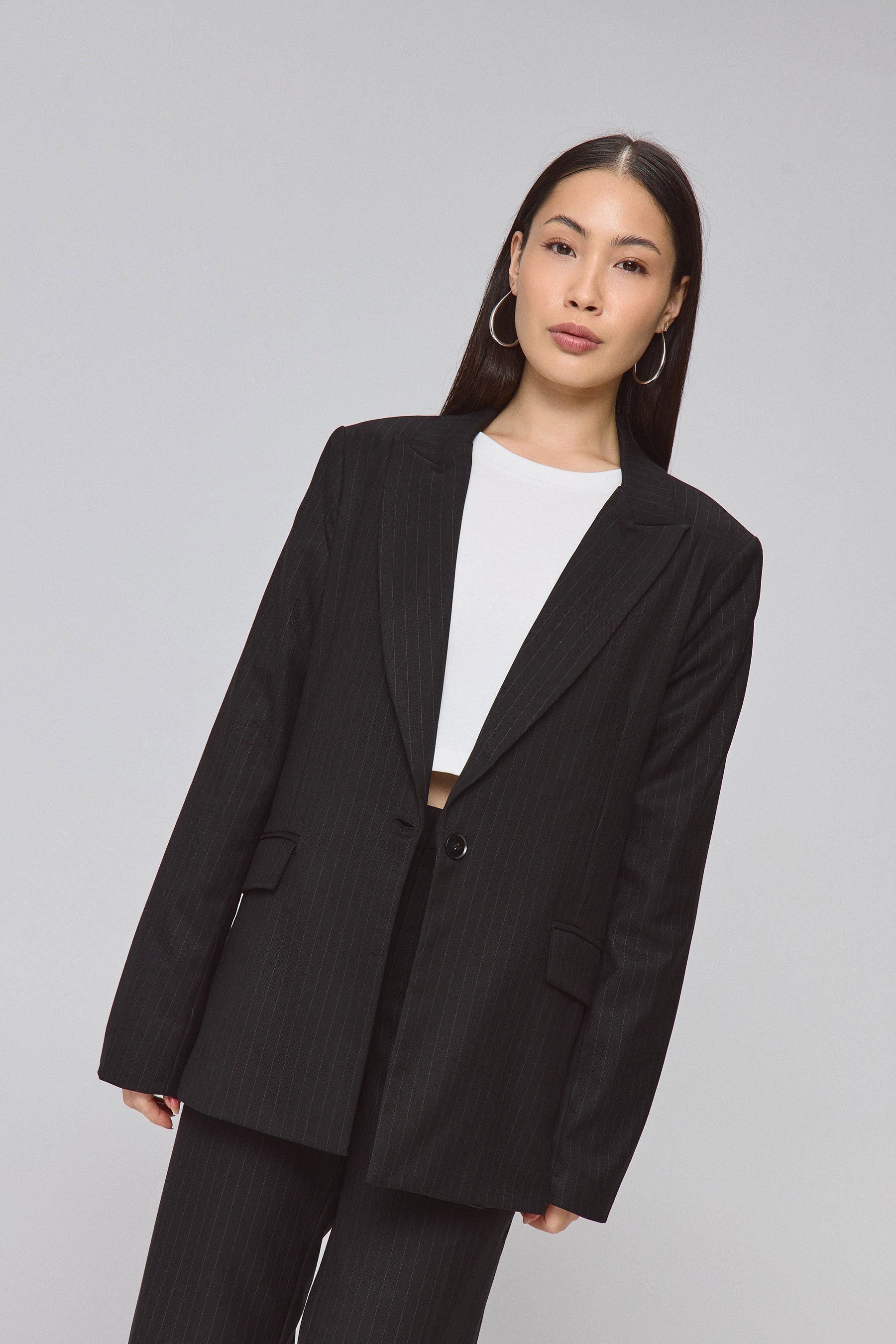 ג'קט אוברסייז סט פסים שחור