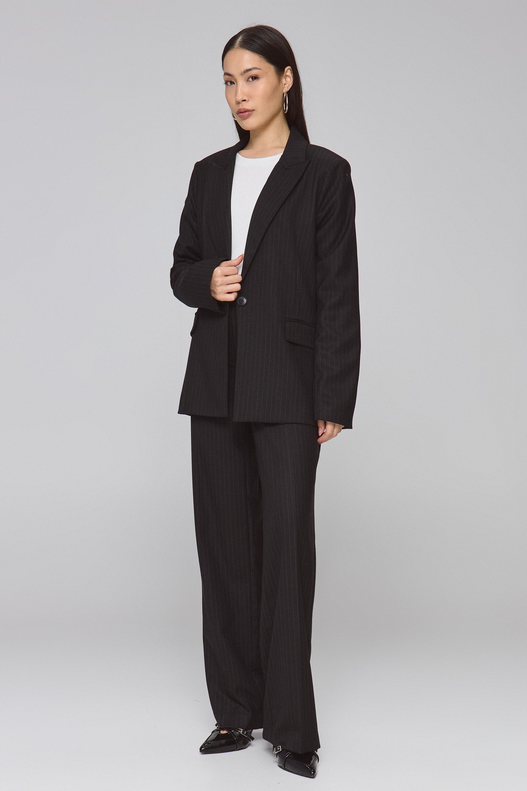 ג'קט אוברסייז סט פסים שחור