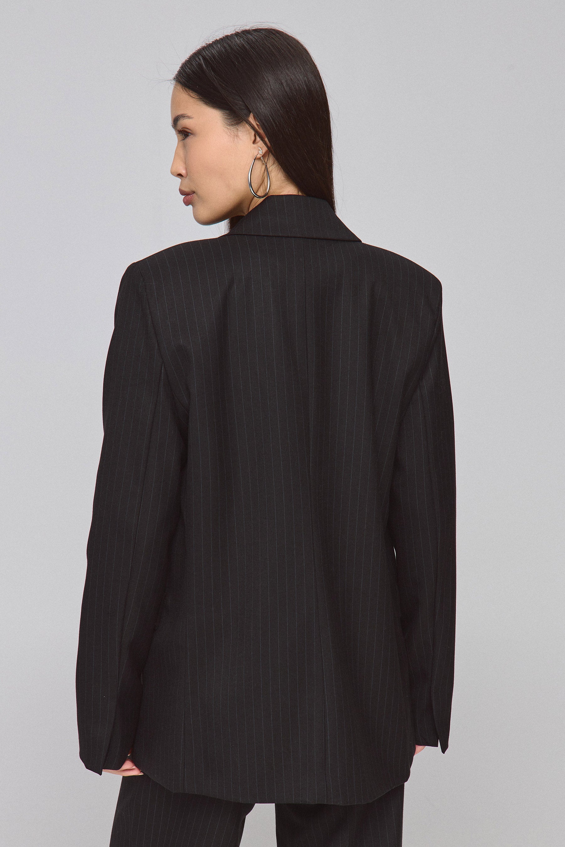 ג'קט אוברסייז סט פסים שחור