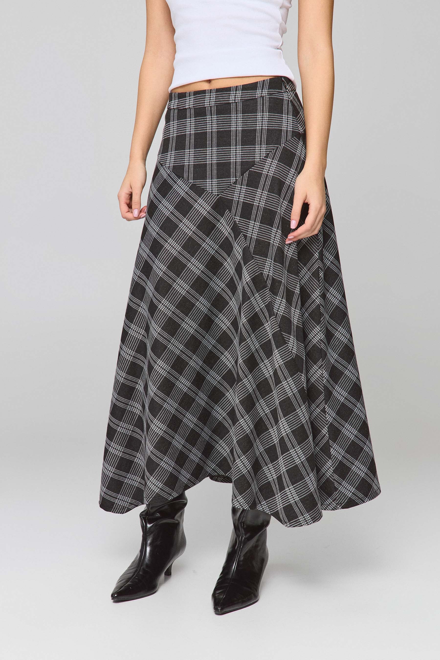 חצאית סט ג'רזי משבצת