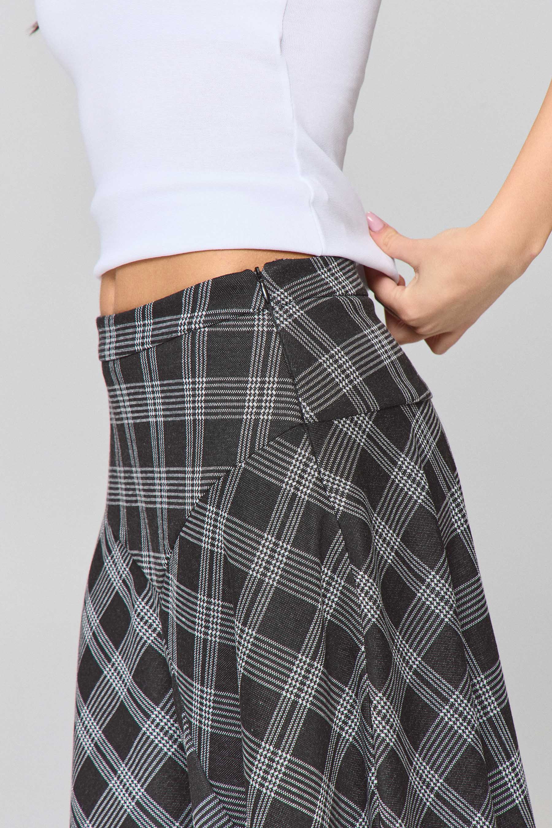 חצאית סט ג'רזי משבצת