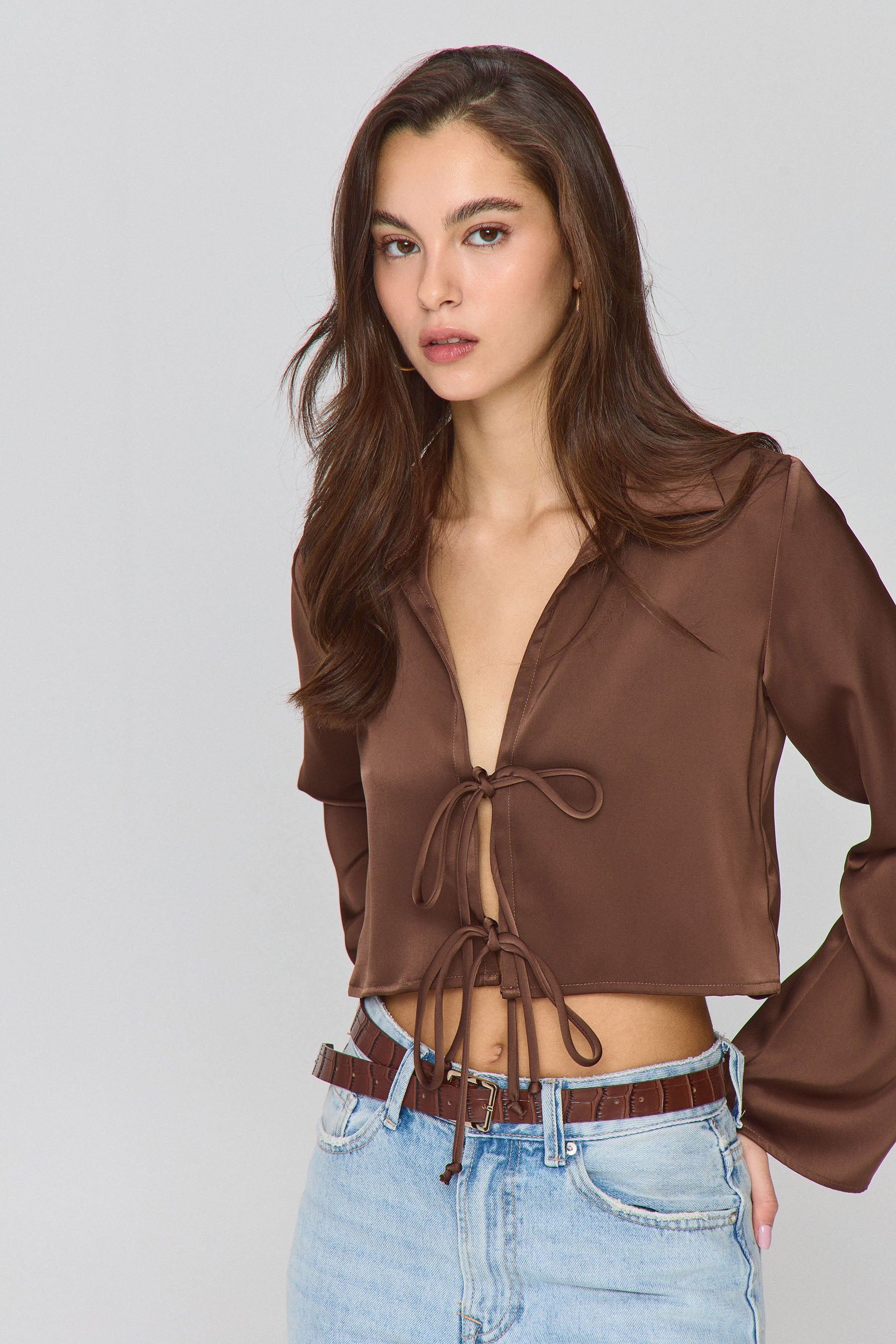 חולצת קרופ גלוסי קשירה קולור