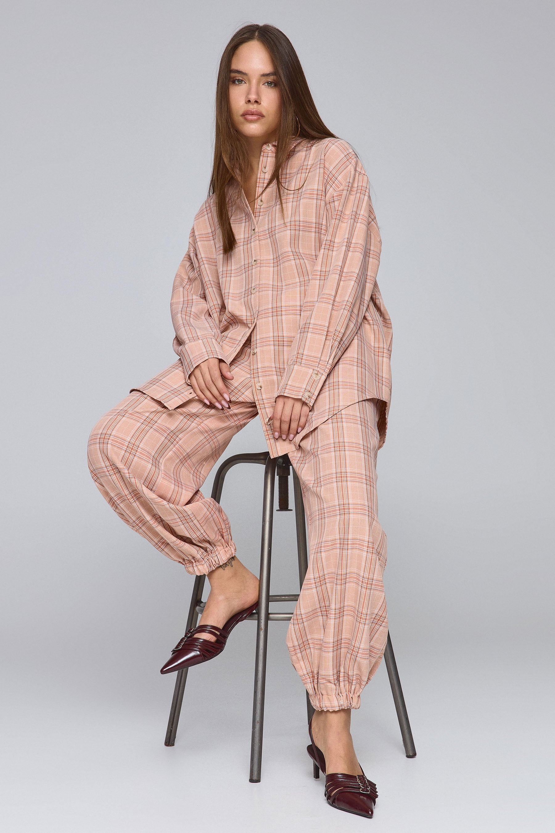 מכנס בלון סט משובץ