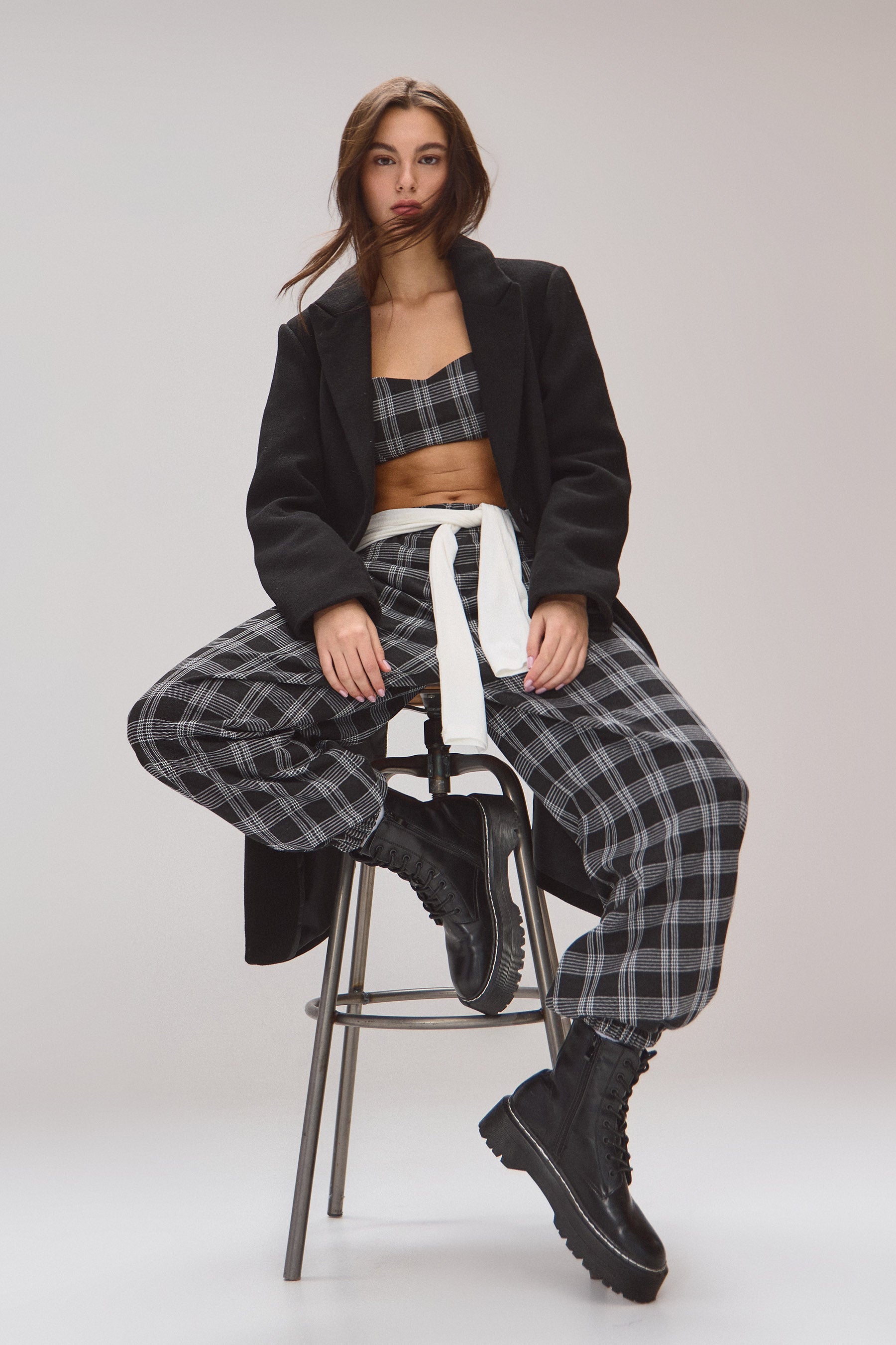 מכנס בלון סט ג'רזי משבצת