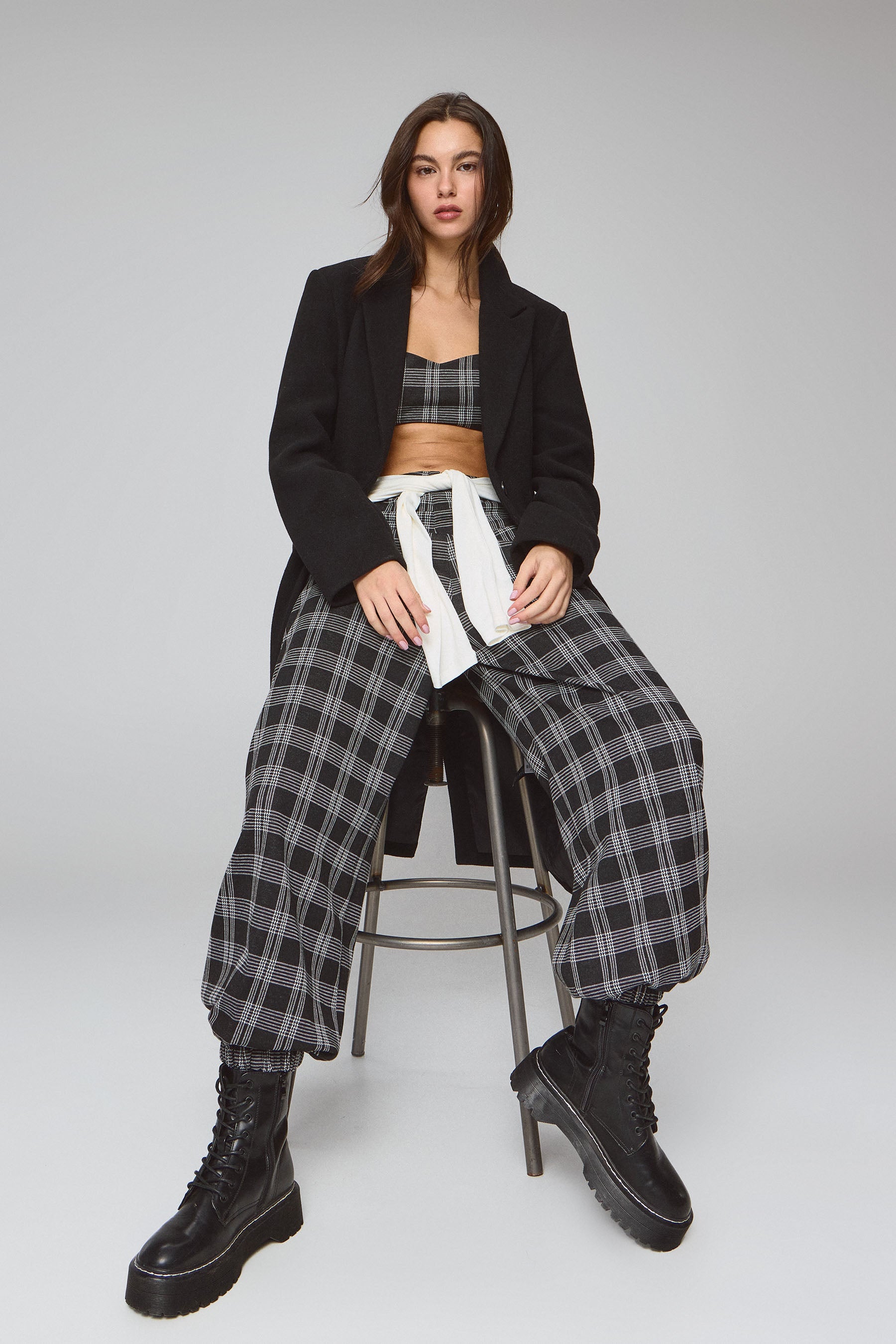 מכנס בלון סט ג'רזי משבצת