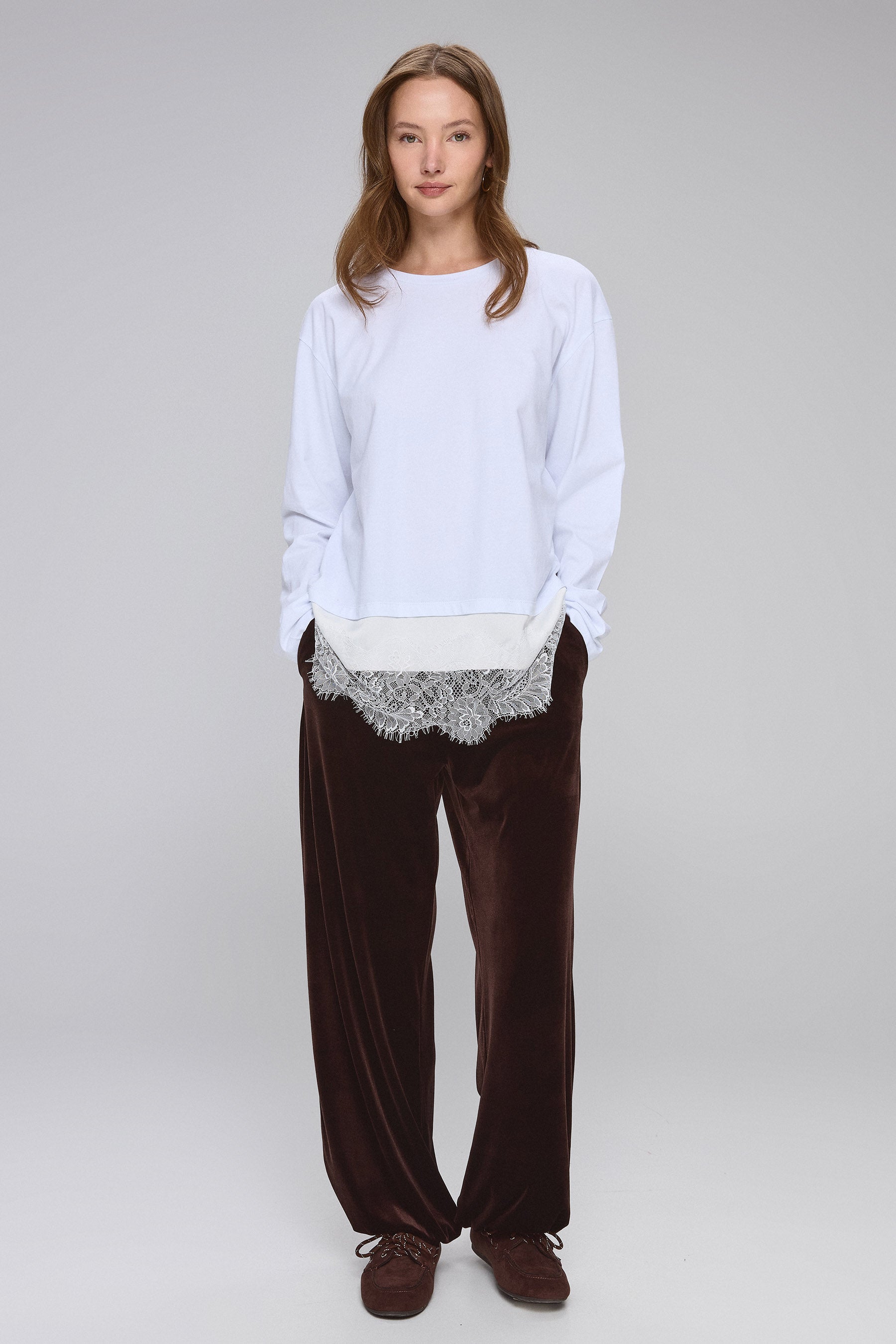 מכנס בלון קטיפה בראון