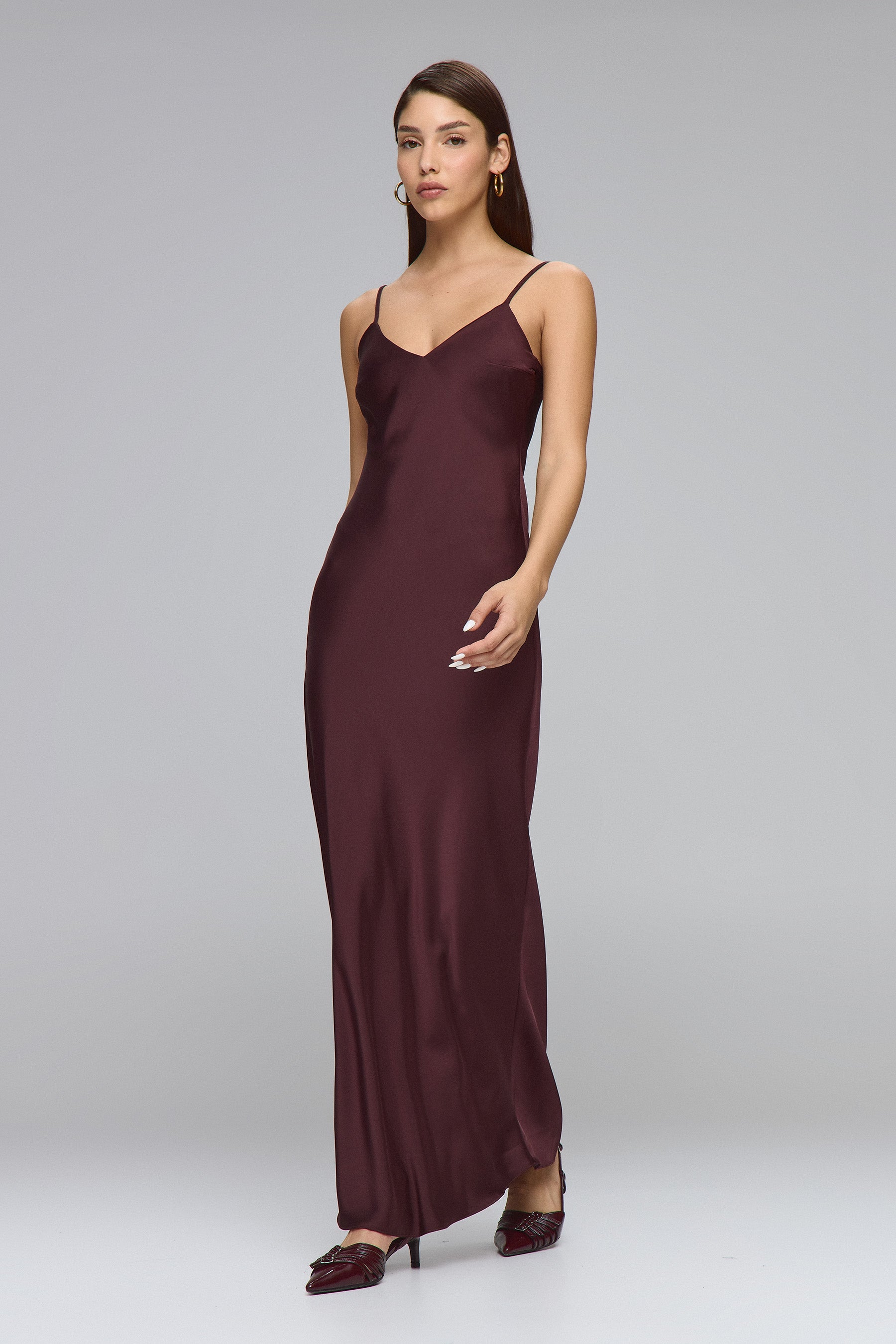 שמלת גלוסי מקסי חציל