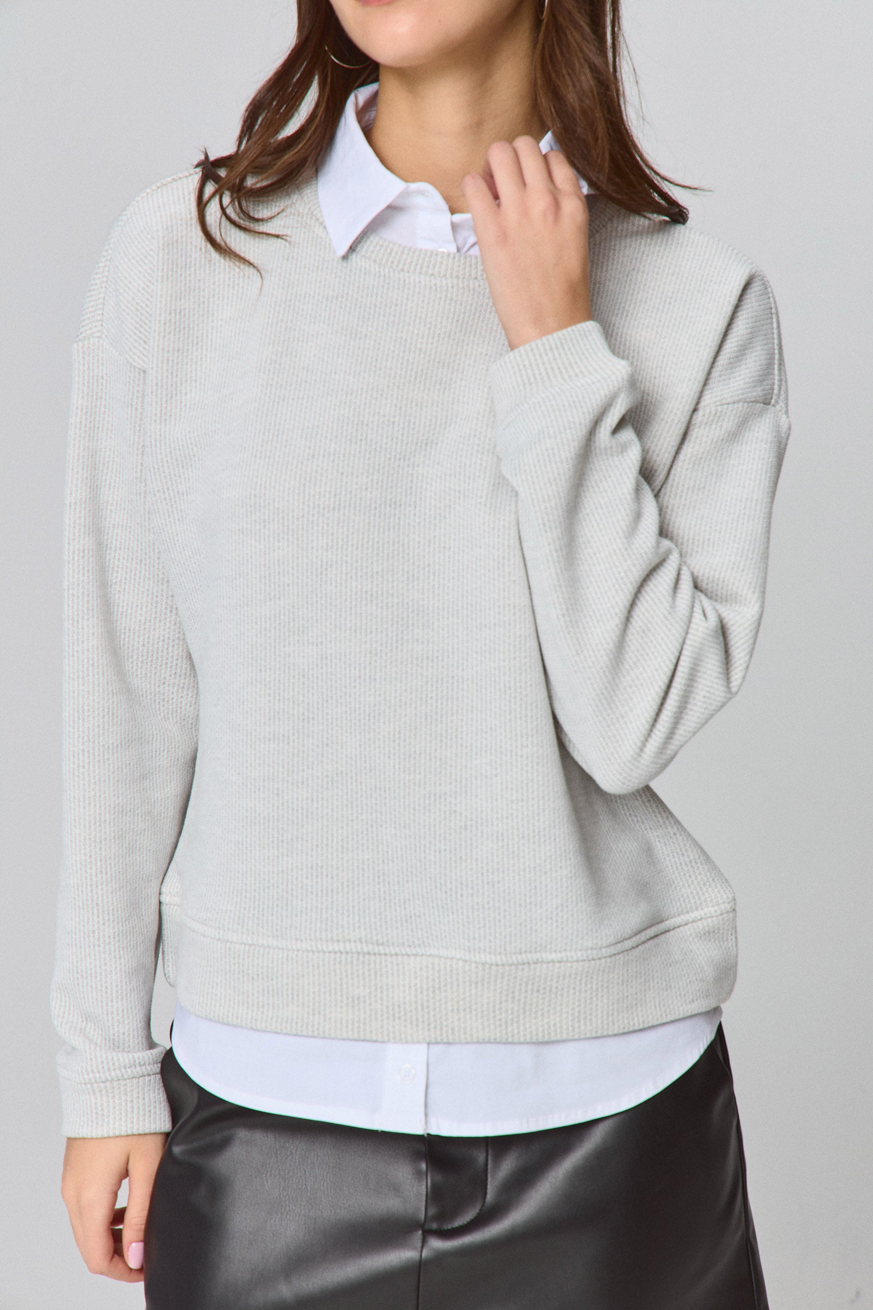 סווטשירט פישבון עם חולצה מכופתרת