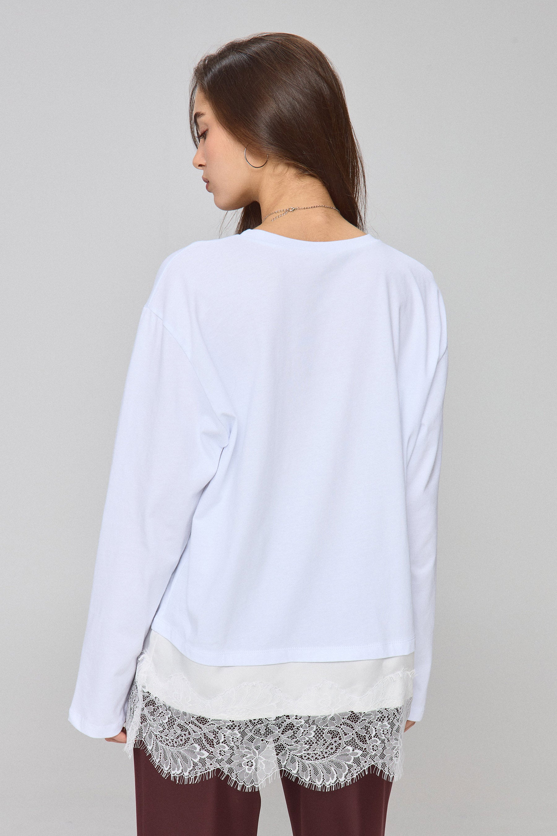 טישירט אוברסייז שילוב תחרה וויט