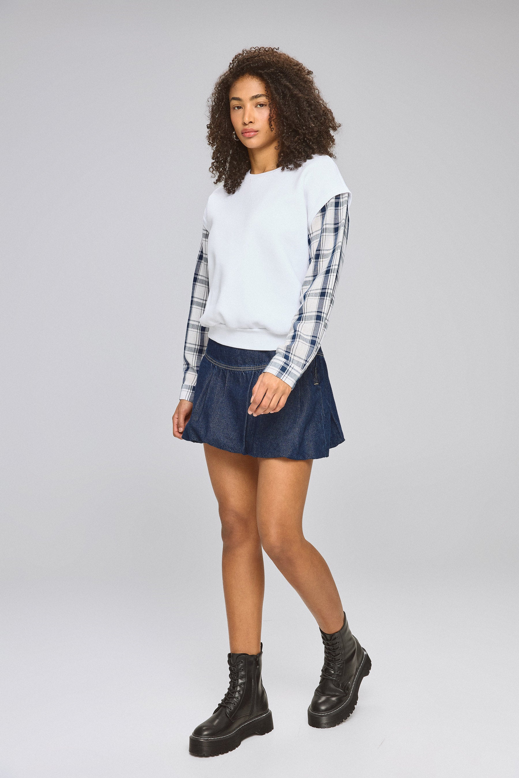 חולצת פוטר שרוול משבצות