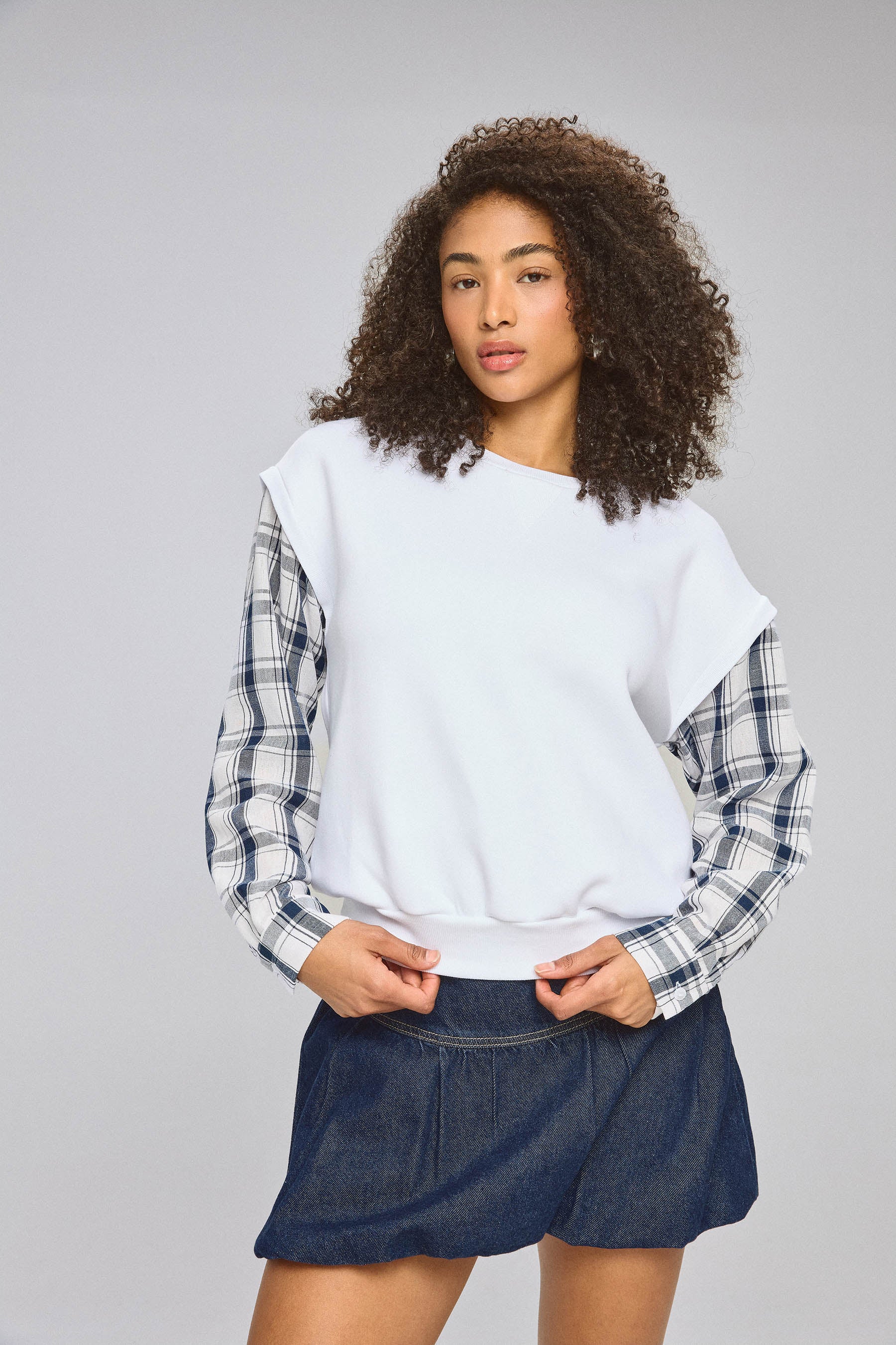 חולצת פוטר שרוול משבצות