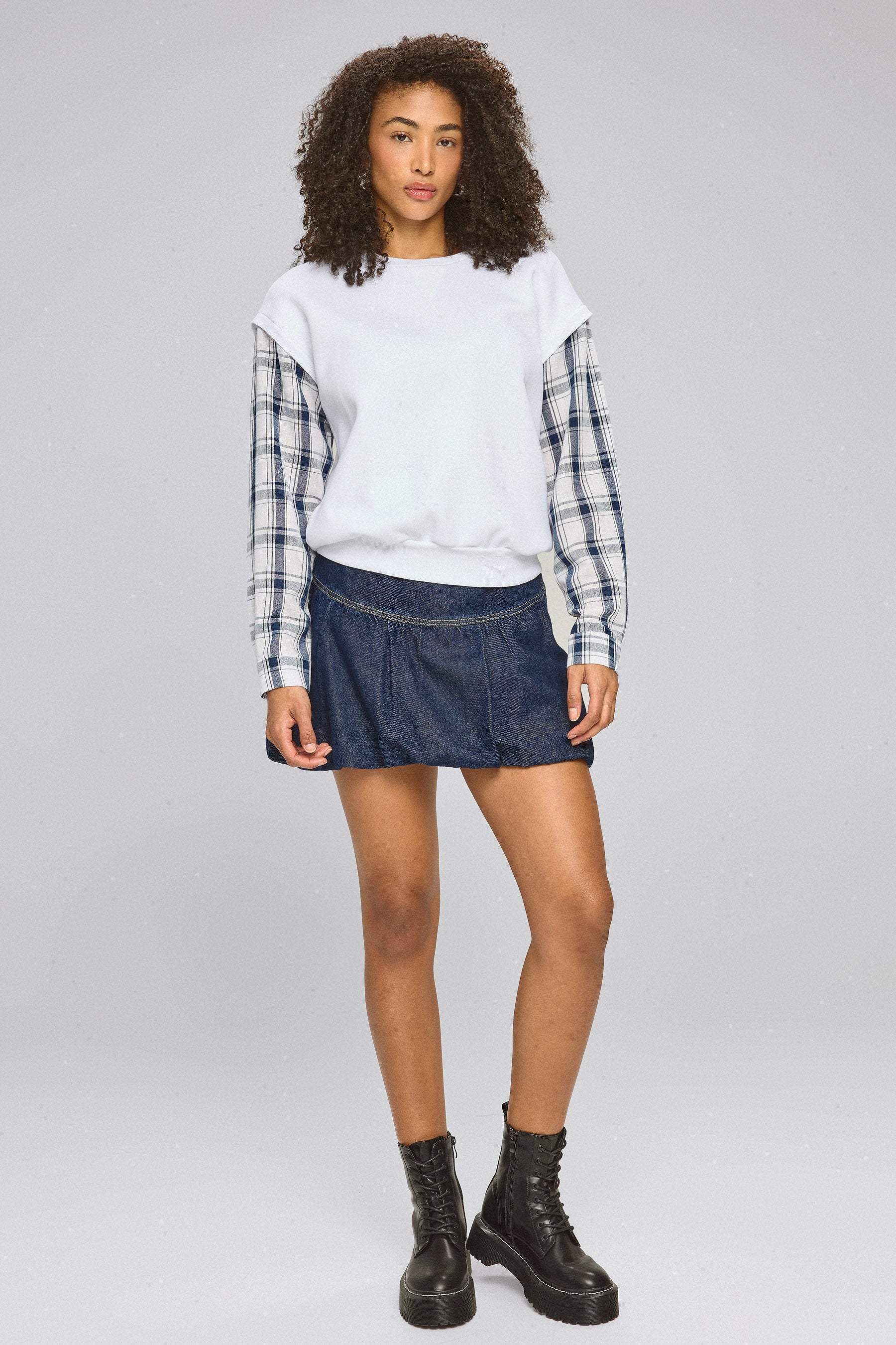 חולצת פוטר שרוול משבצות