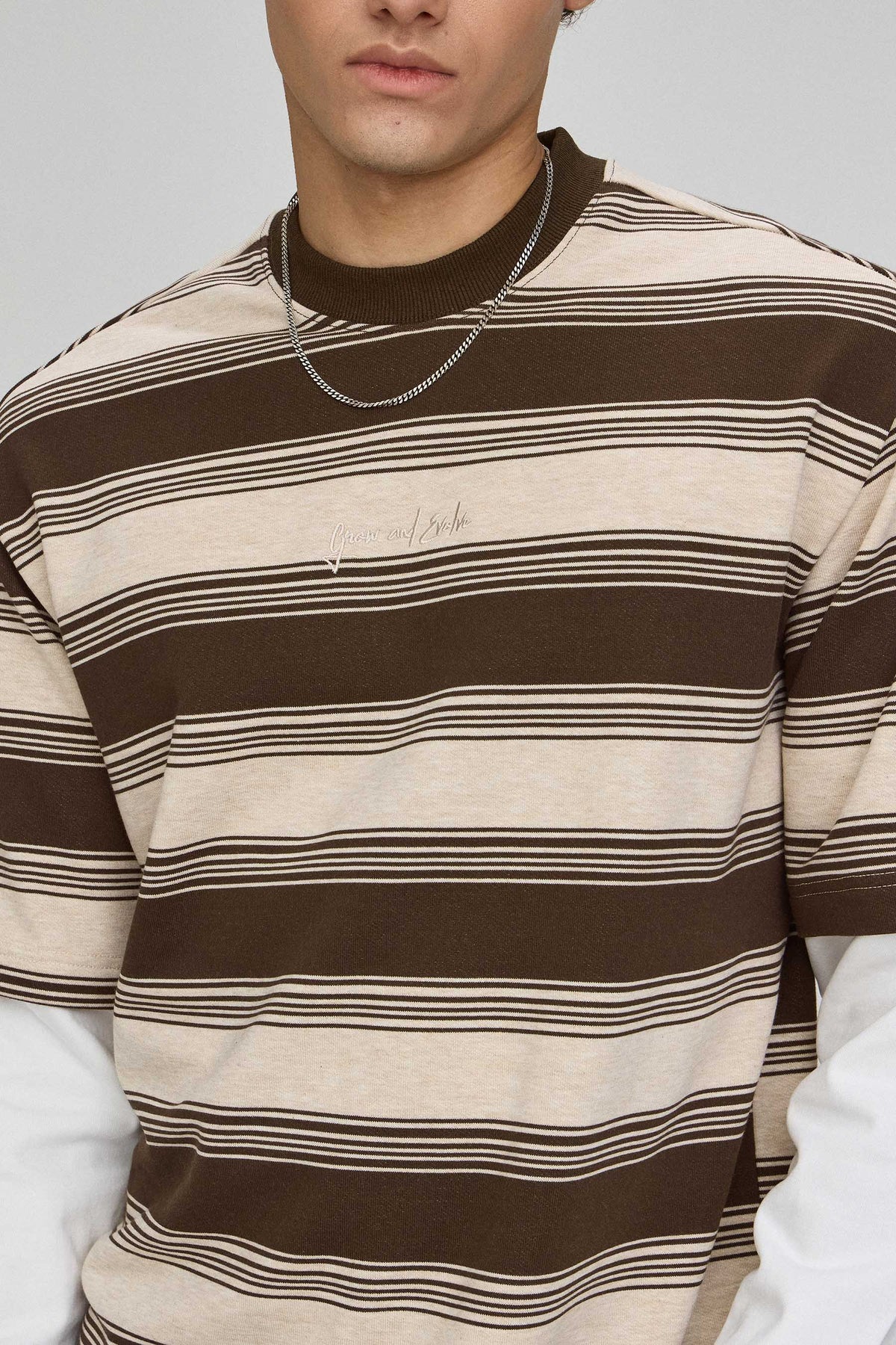 טי פסים שרוול כפול