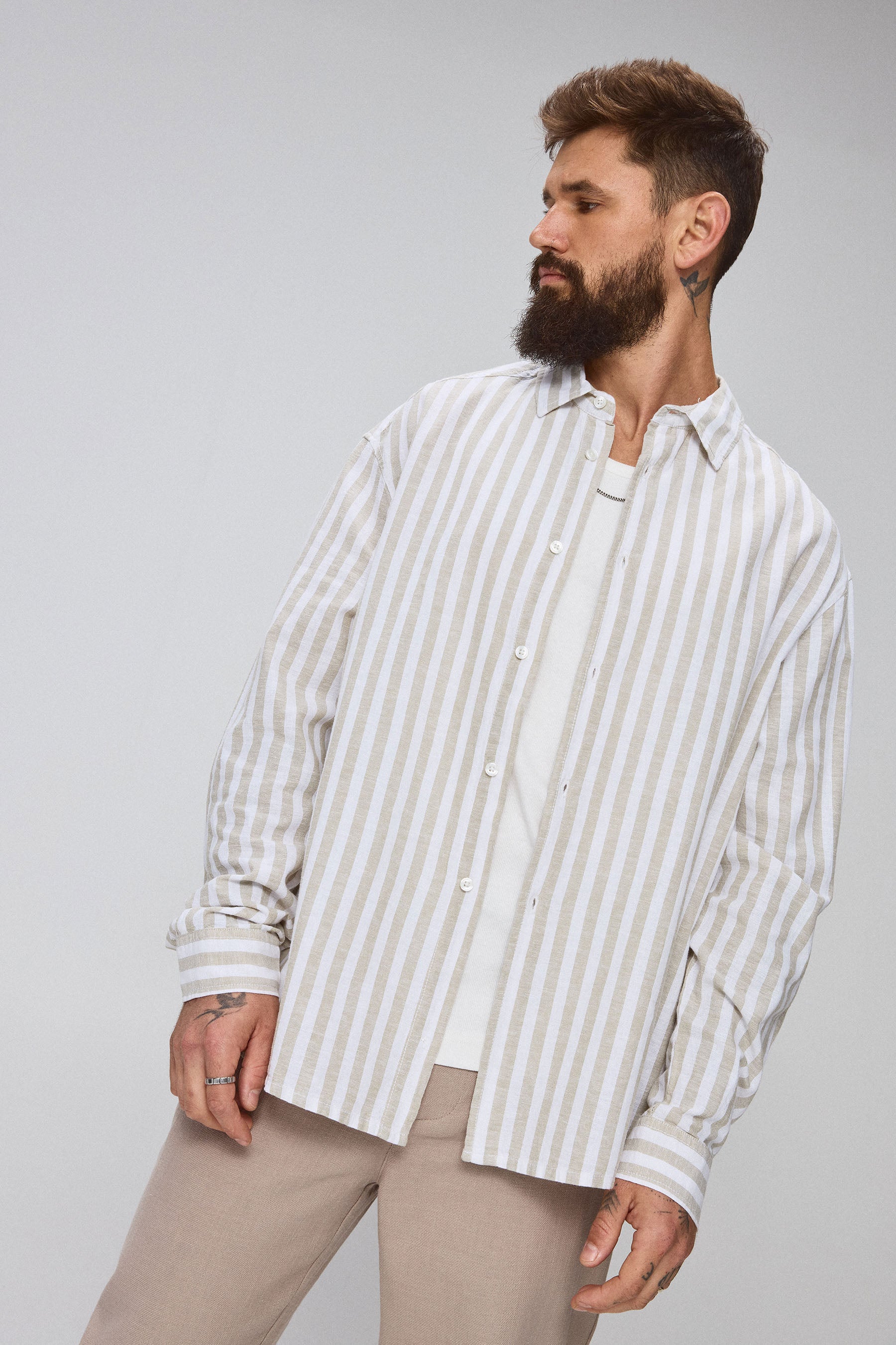 חולצת פשתן פסים ש.ארוך