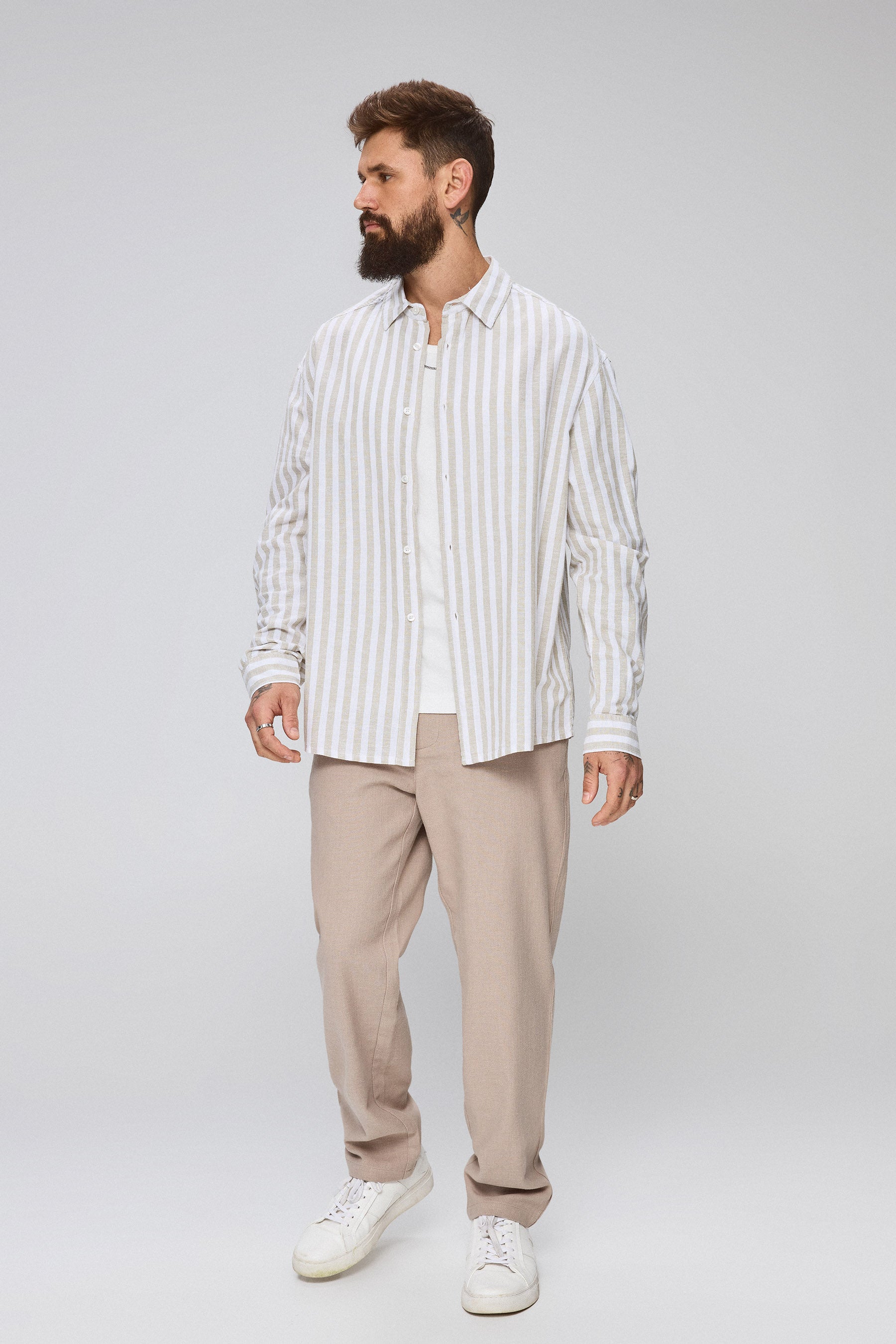 חולצת פשתן פסים ש.ארוך