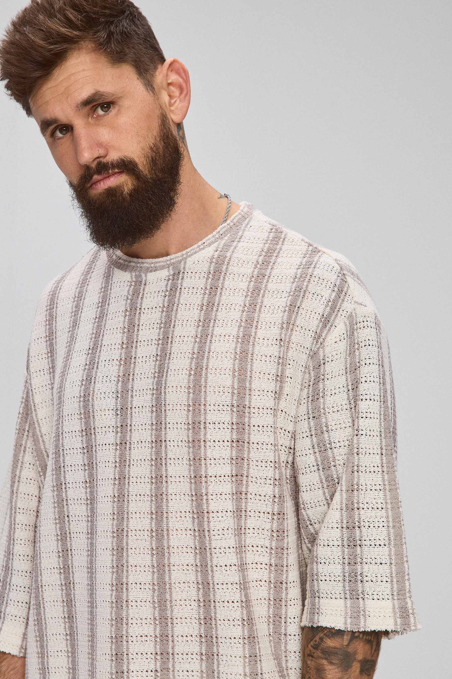 טי סט סריג קרושה פסים