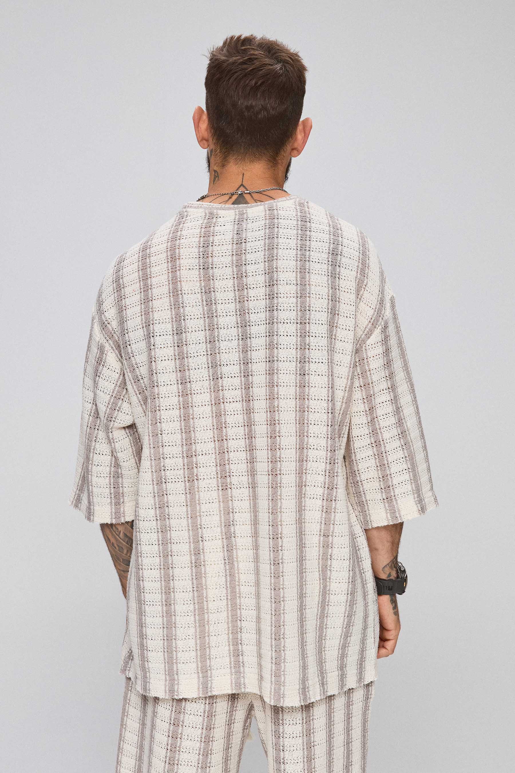 טי סט סריג קרושה פסים